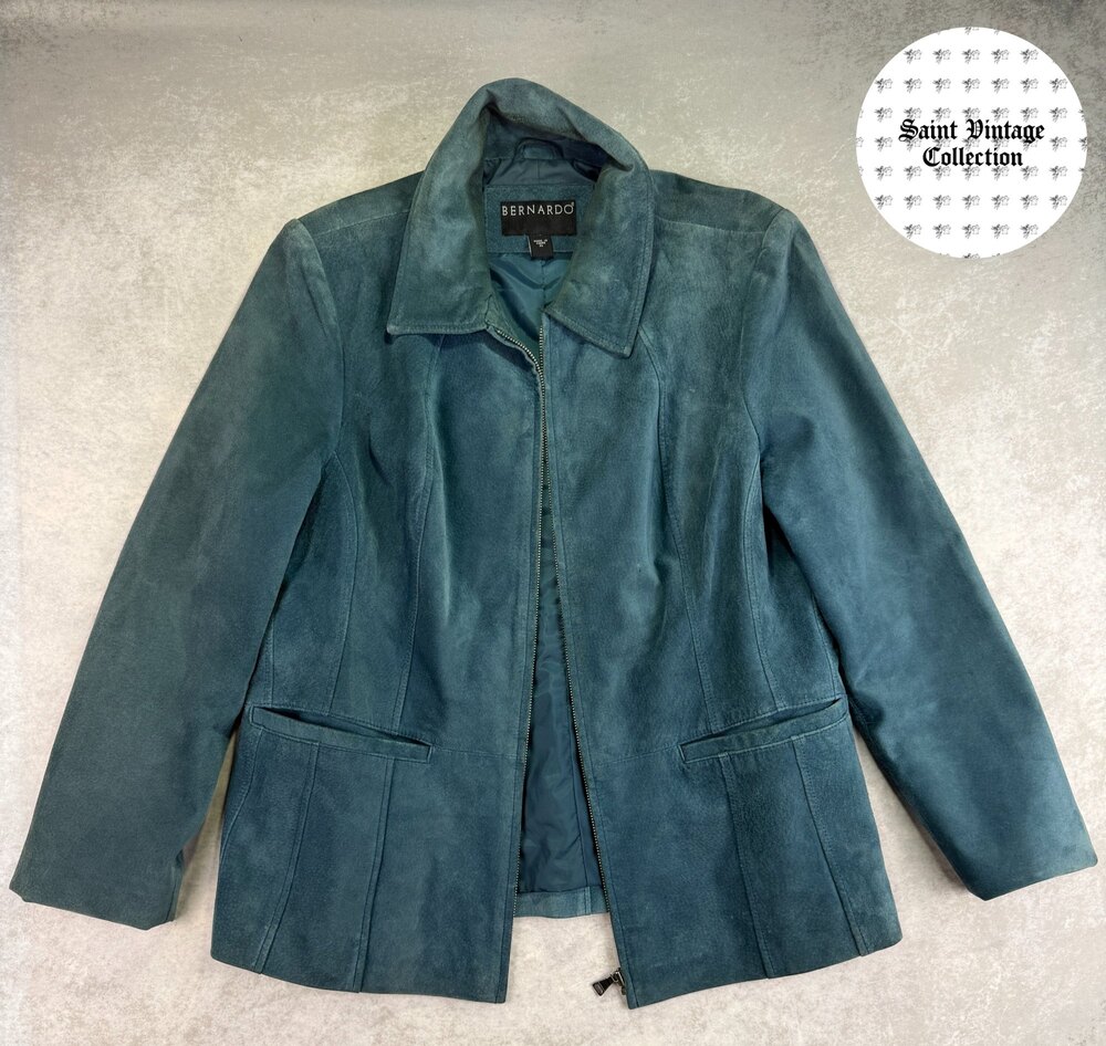 Bernardo Teal Suede Full Zip Jacket